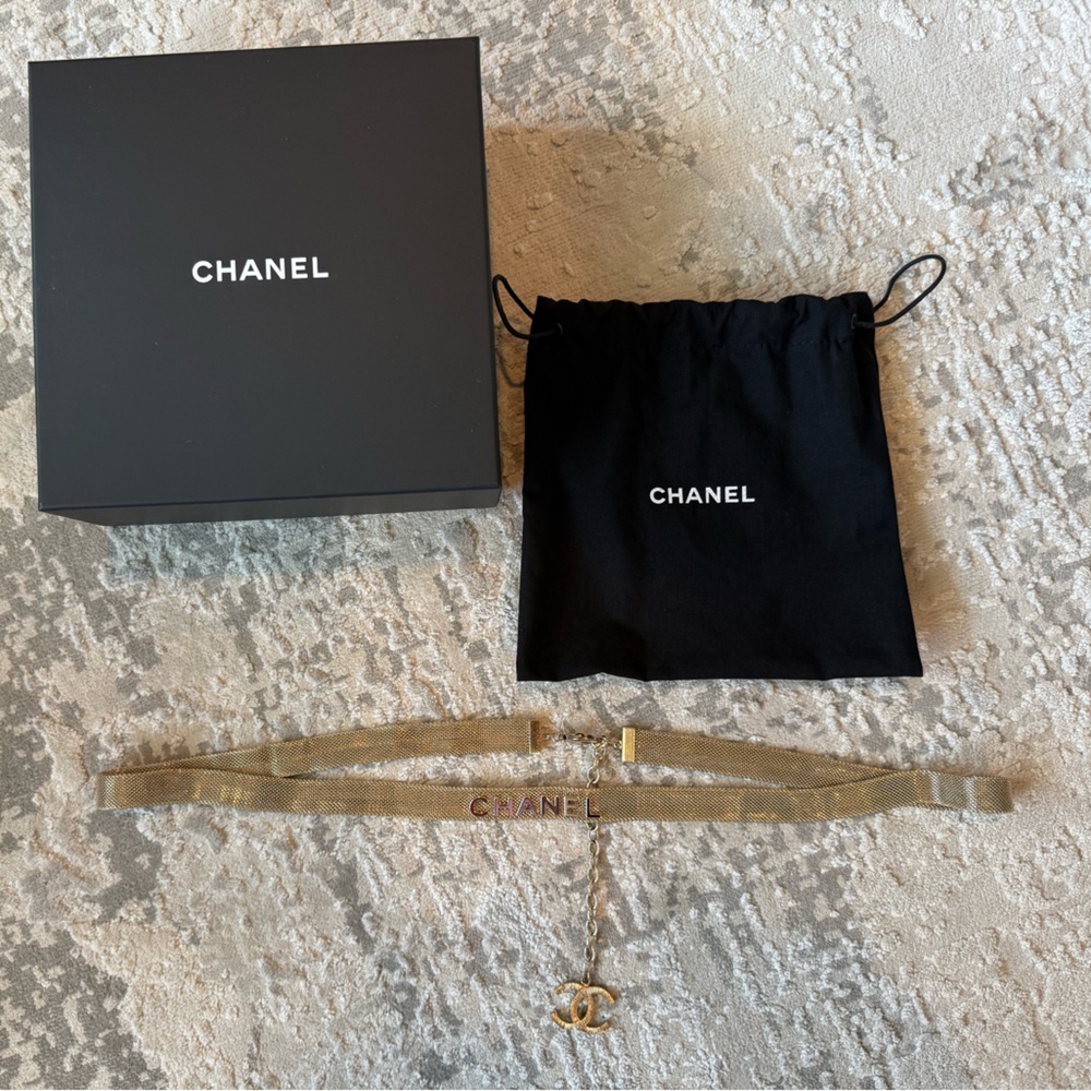 Chanel Gold Mesh Belt with Box and Dust Bag